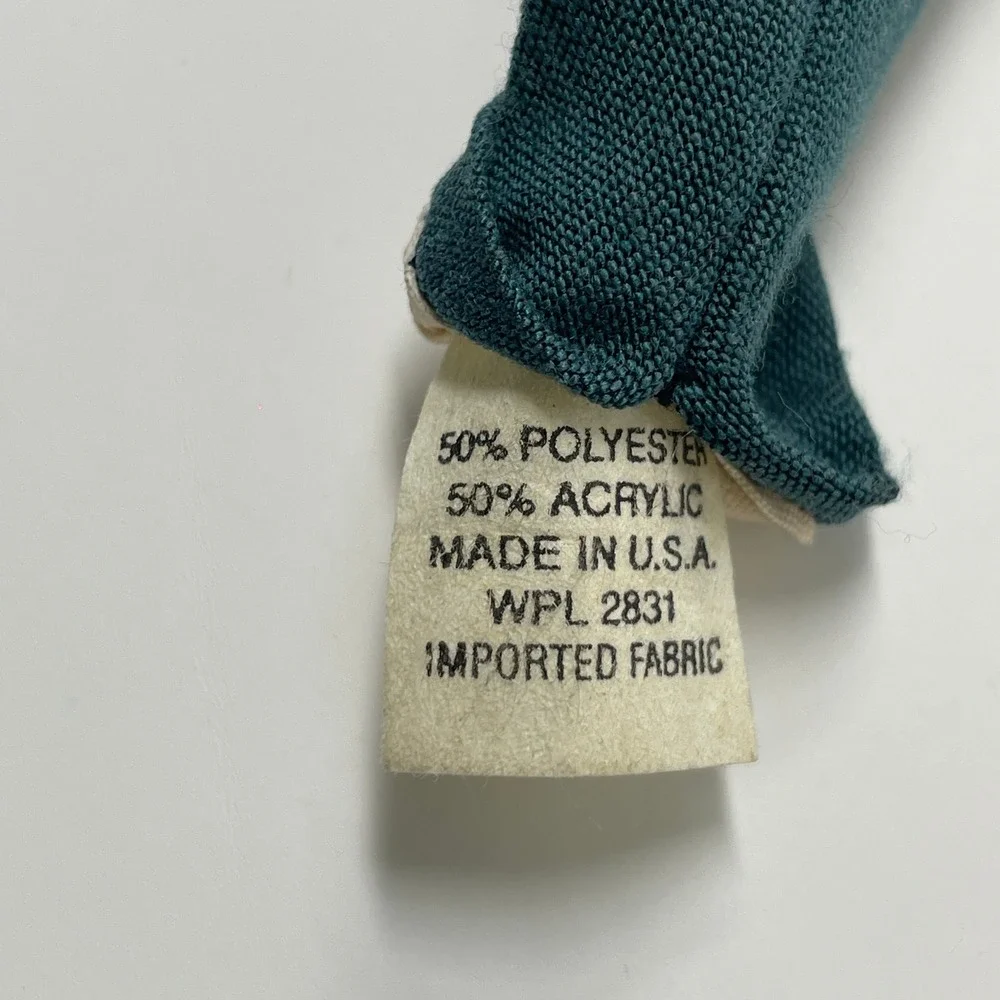 VTG Bonjour Forest Green Skinny Necktie Solid Woven Matte Academic Chic USA Made